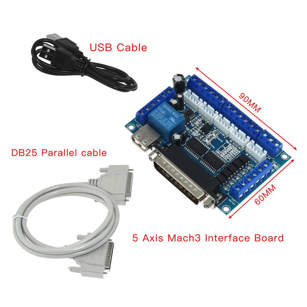 Breakout Board Mach3 - 5-Achsen-CNC-Mach3-Breakout-Board mit USB-DB25-Kabel mit optischem Koppler