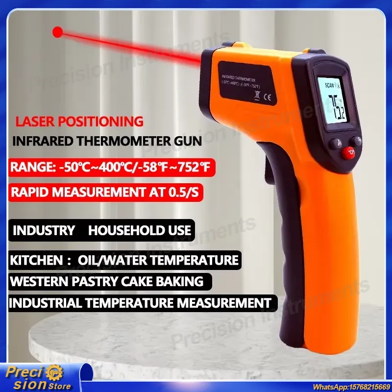 Industrial Laser Temperature - Infrarot-Thermometer-Pistole Berührungsloses Laser-Temperaturmessgerät Handgehaltenes Digitales Pyrometer